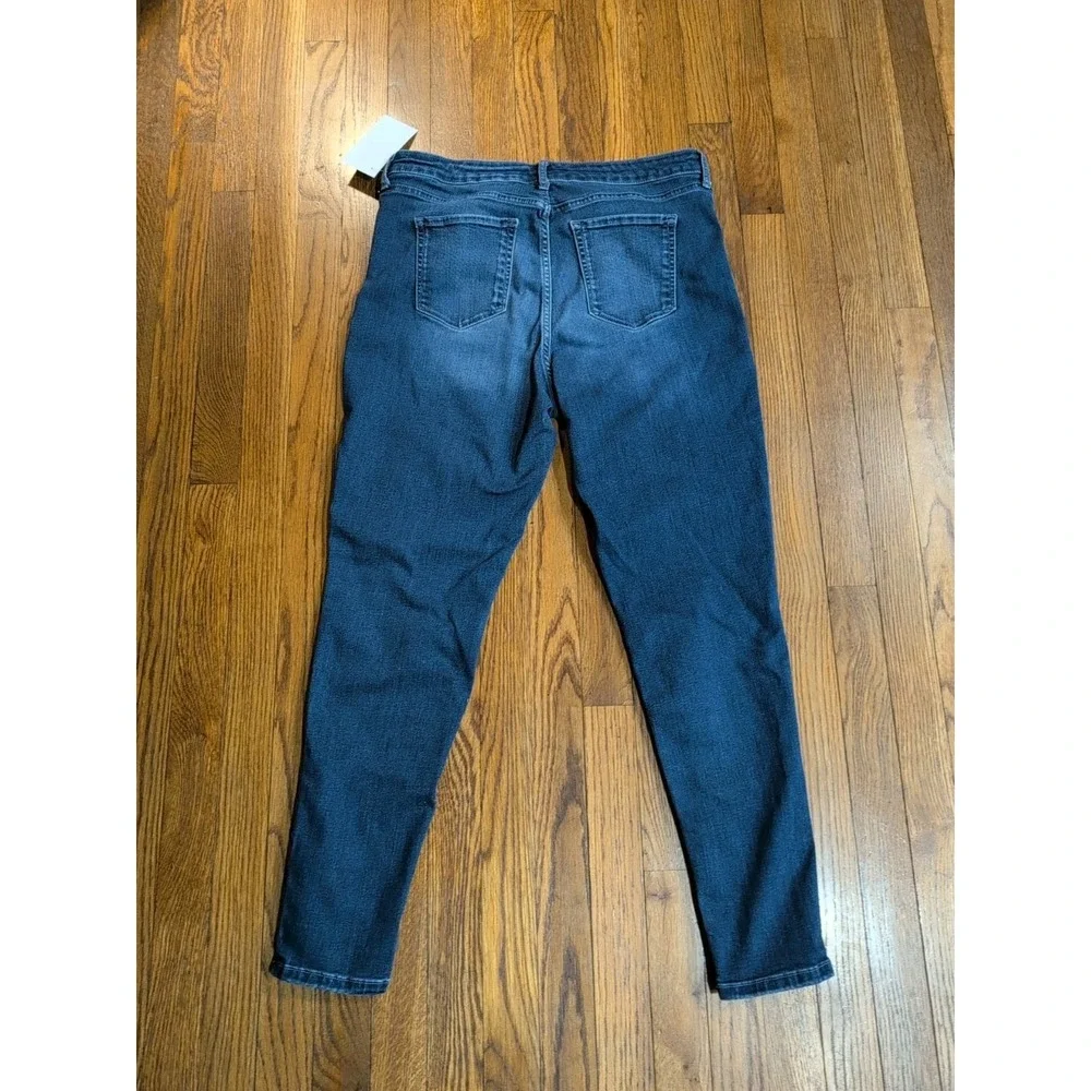 Nine West High Rise Perfect Skinny Med/Dk Wash Blue Jeans Sz‎ 16 Stretch Jegging